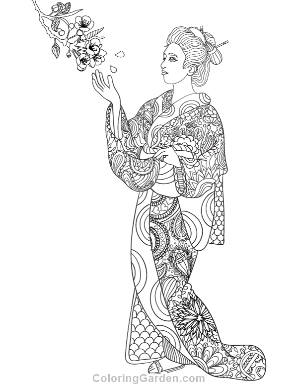 geisha-adult-coloring-page