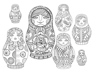 Russian Dolls Coloring Page