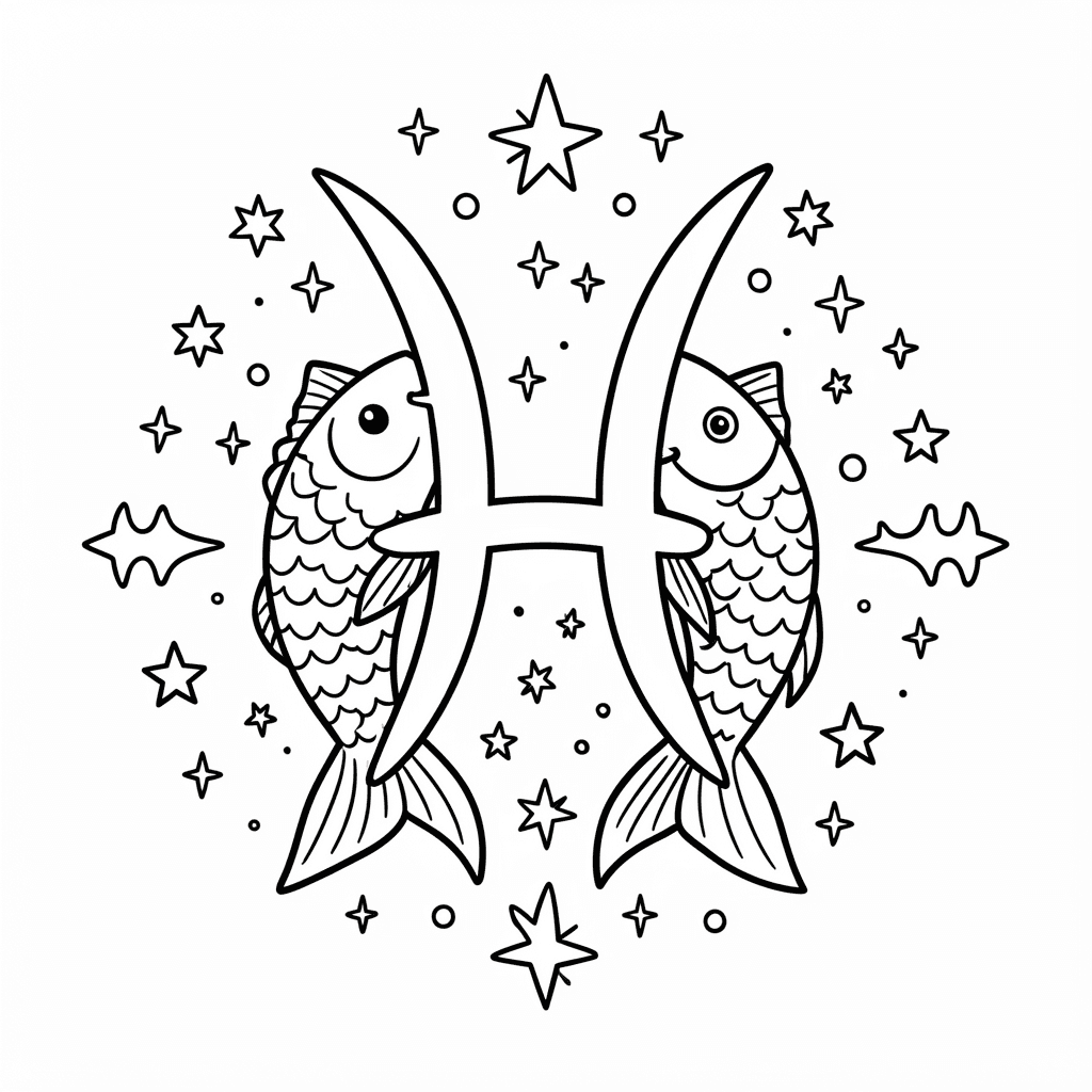 Free Printable Pisces Zodiac Coloring Page