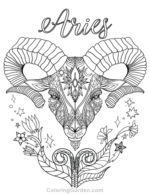 Aries Adult Coloring Page