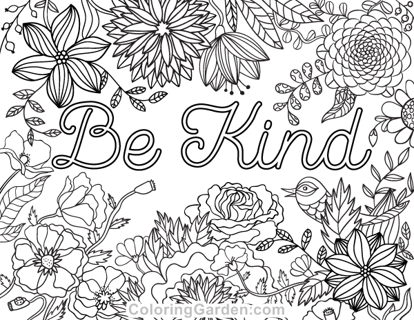 Be Kind Adult Coloring Page