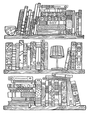 Bookshelf Coloring Page