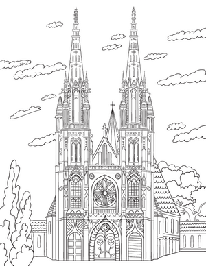 Cathedral Coloring Page