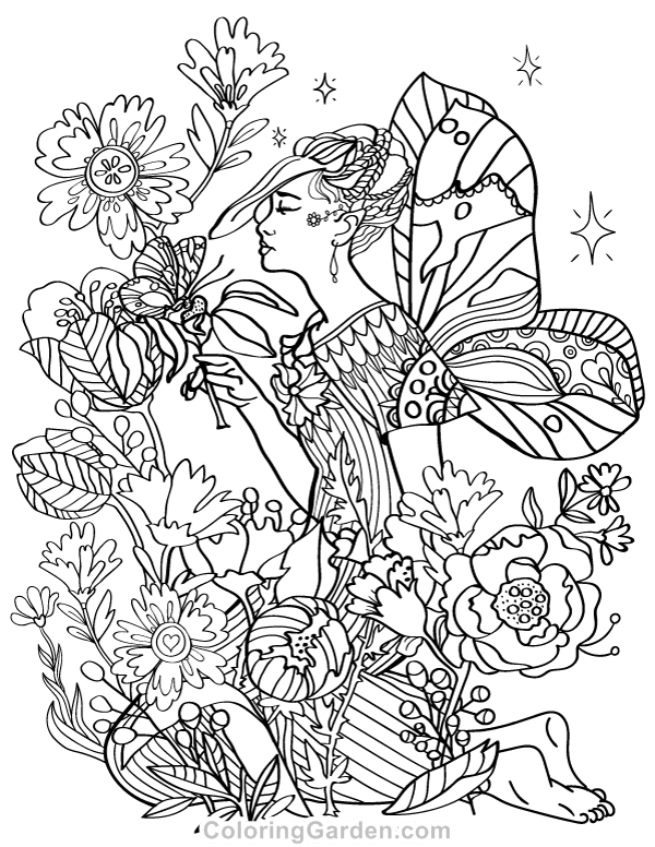 Fairy Adult Coloring Page