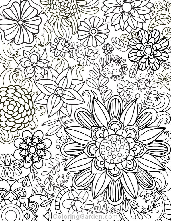 Floral Adult Coloring Page