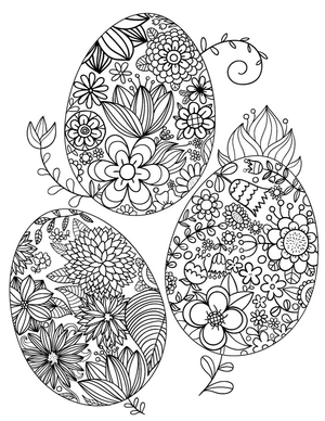 Floral Easter Egg Coloring Page