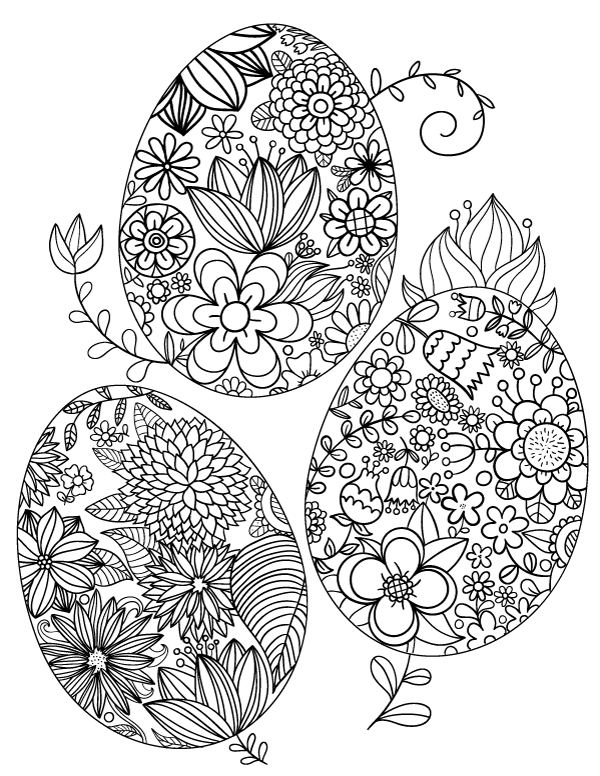 Floral Easter Egg Adult Coloring Page