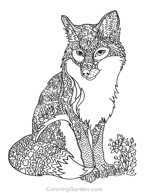 Fox Adult Coloring Page
