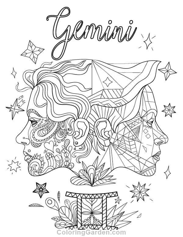 Gemini Adult Coloring Page