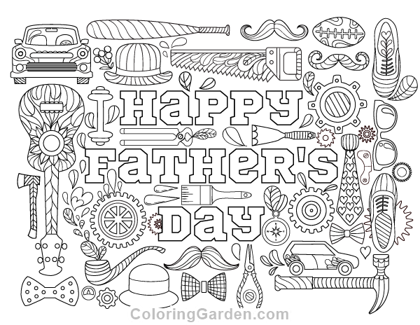 Happy Father's Day Adult Coloring Page