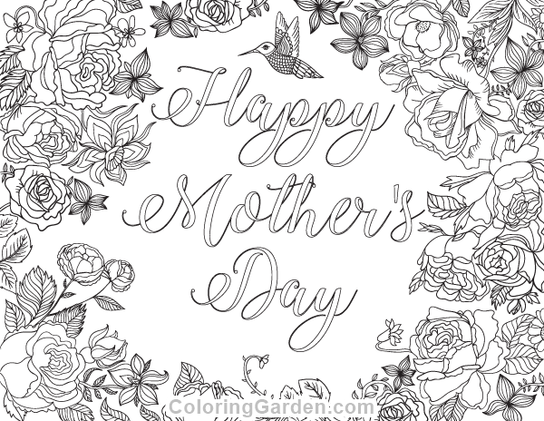 Happy Mother's Day Adult Coloring Page