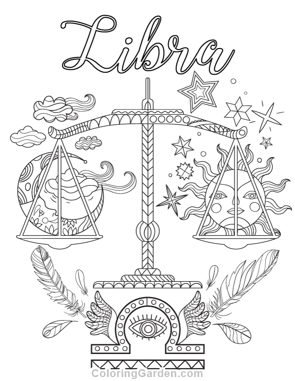 Libra Adult Coloring Page