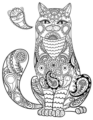 Paisley Cat Coloring Page
