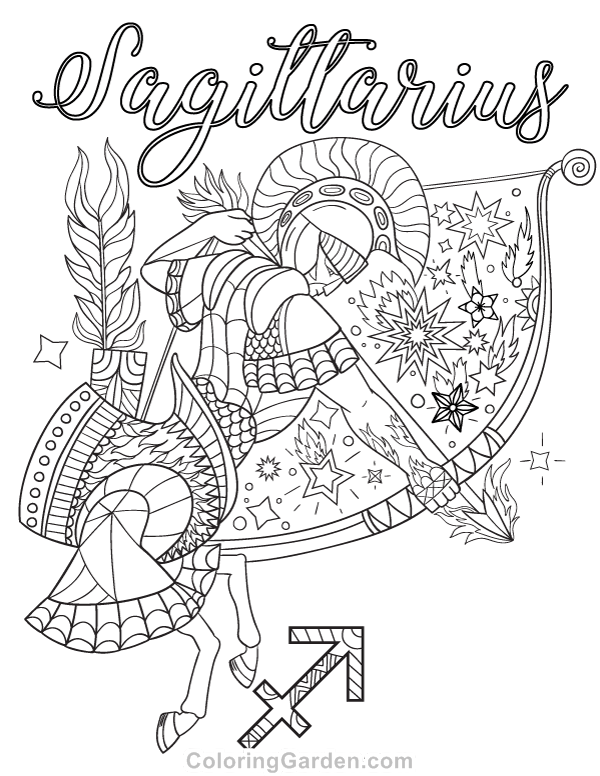 Sagittarius Adult Coloring Page