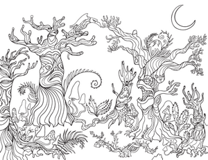 Spooky Forest Coloring Page
