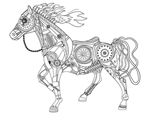 Steampunk Horse Coloring Page