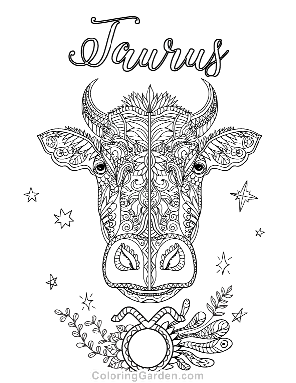 Taurus Adult Coloring Page